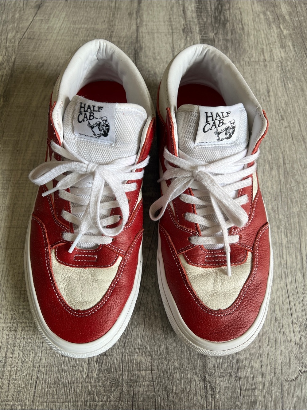 Vans Skate Half Cab 92 Leather Chili Pepper Red White Mens Sneakers Size 10.5